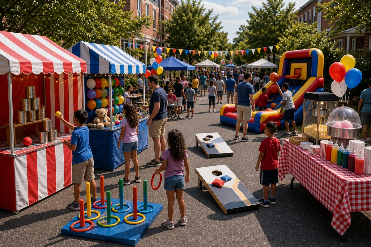 From a host’s point of view, block party carnival games and inflatable game rentals for a Philadelphia neighborhood event