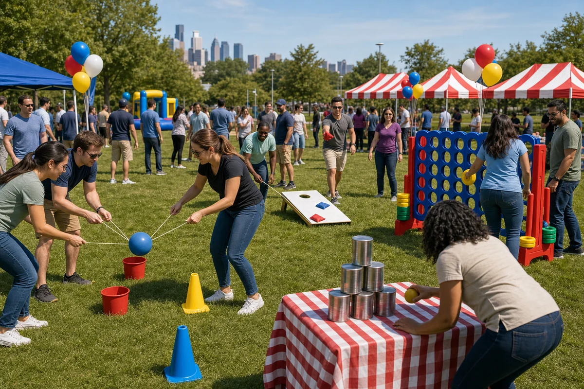 In practical terms, company picnic team challenge games and carnival-style activities in Philadelphia
