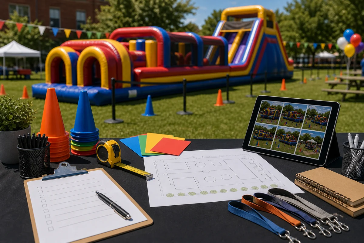 In practical terms, obstacle course rental quote checklist with field layout and planning materials