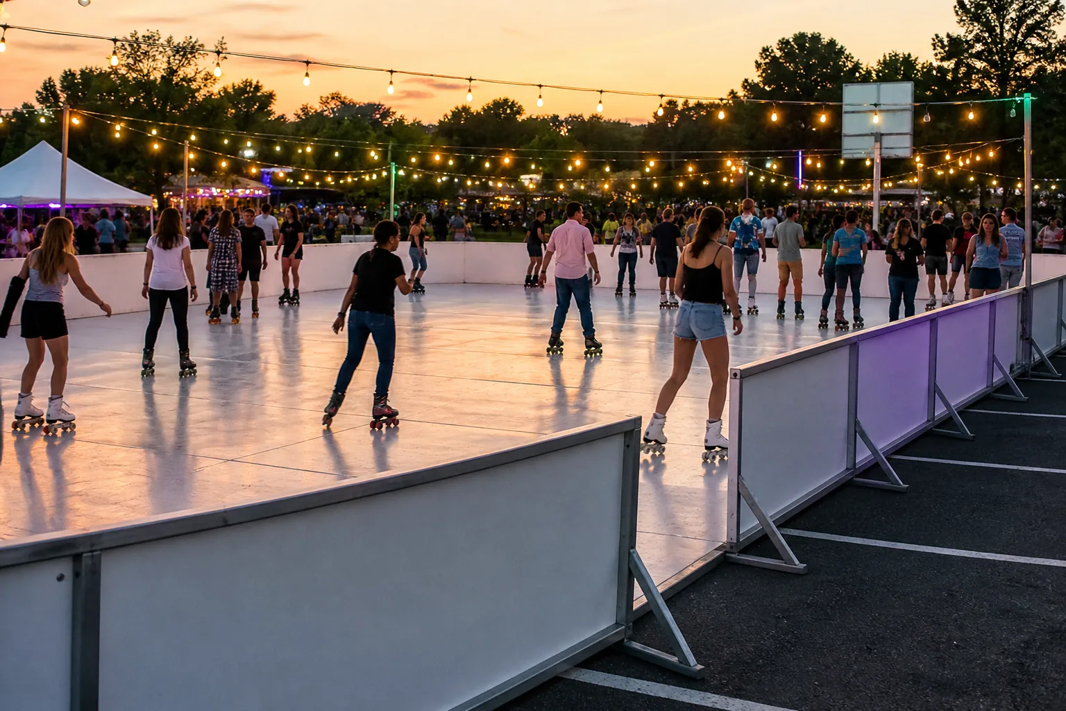 Portable outdoor roller rink rental in Philadelphia