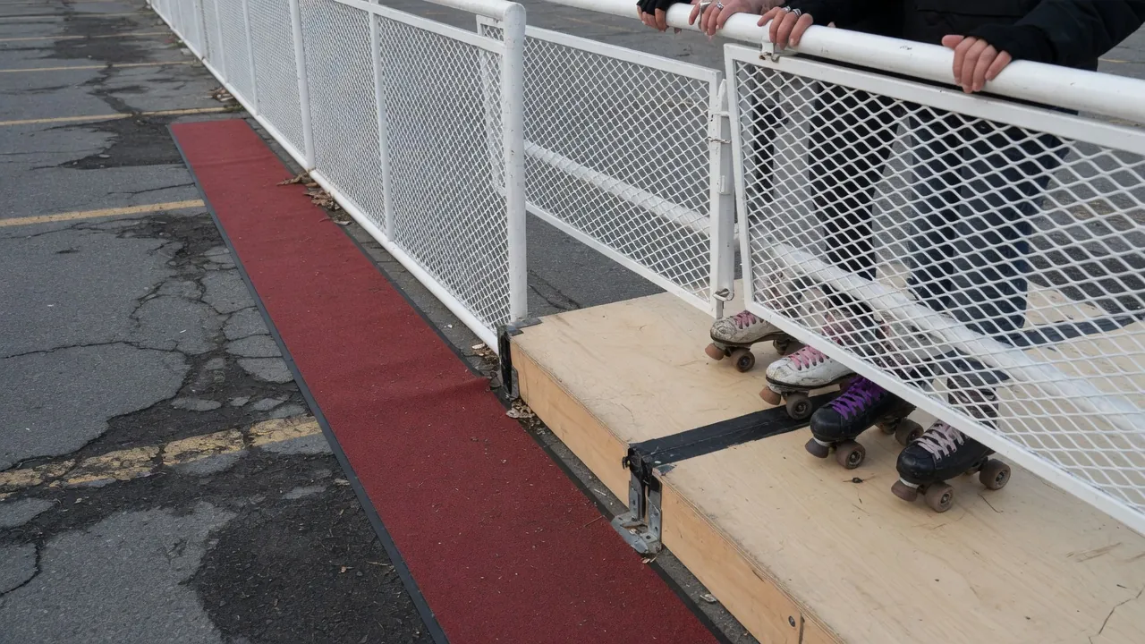 Editorial photo of event fencing and a guest path on a Bethlehem-style pad; not a specific venue