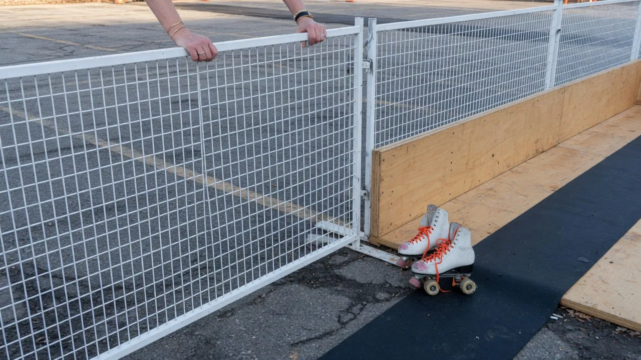 Editorial photo of event fencing and a guest path on a Dover-style pad; not a specific venue