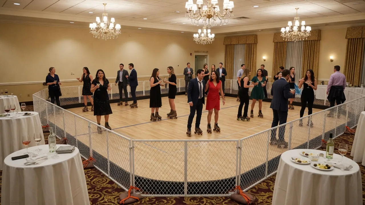 Editorial photo of a portable roller rink install for a Hempstead-style event; not a specific venue