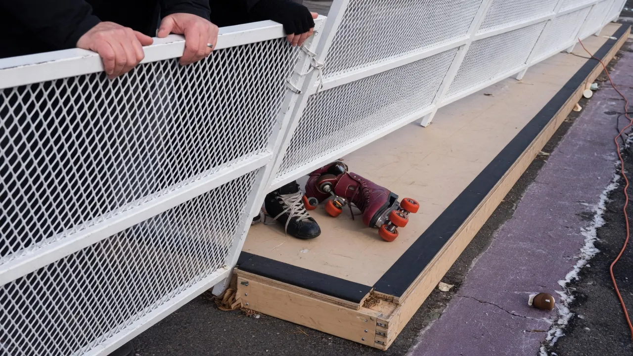 Editorial photo of event fencing and a guest path on a Morristown-style pad; not a specific venue