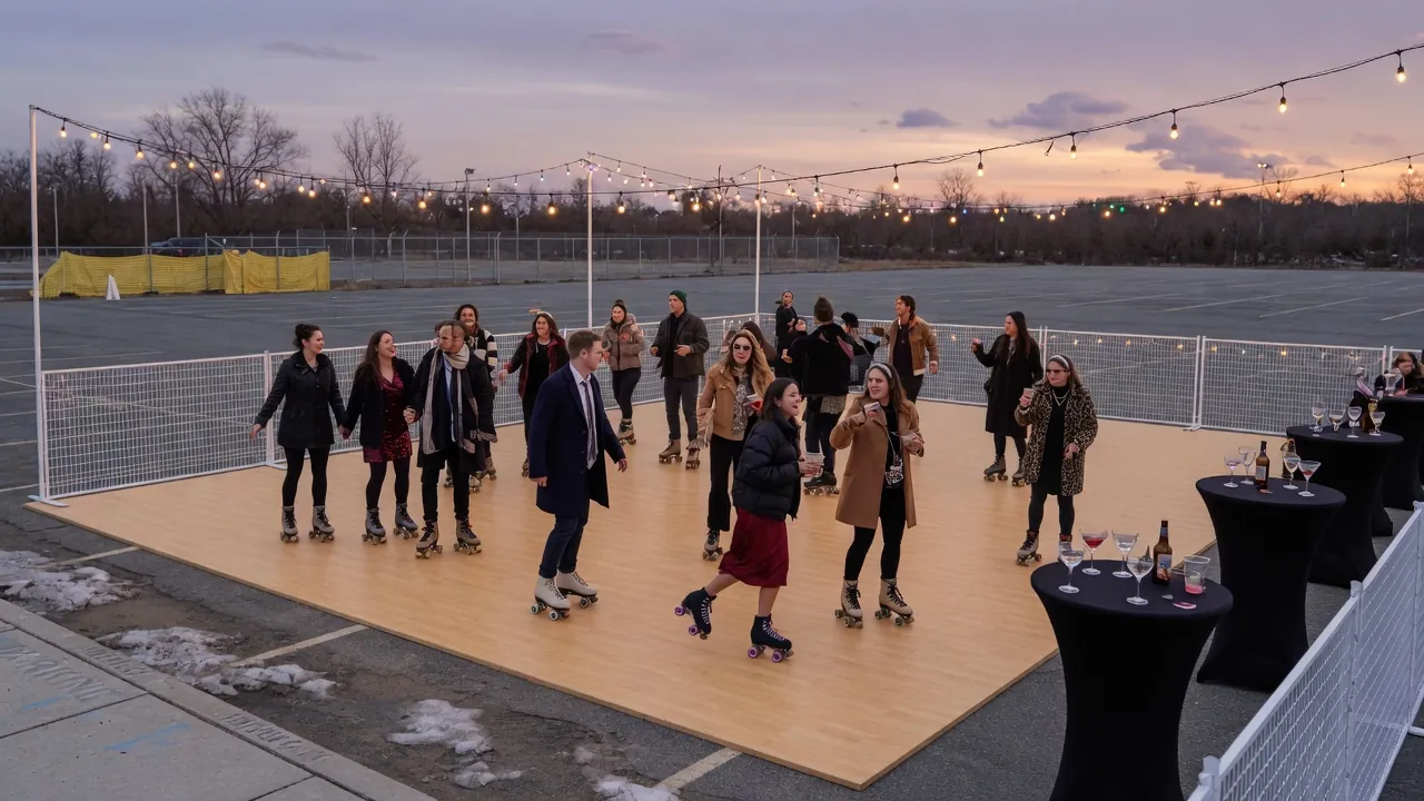Spectators watching a weather-aware roller skating event