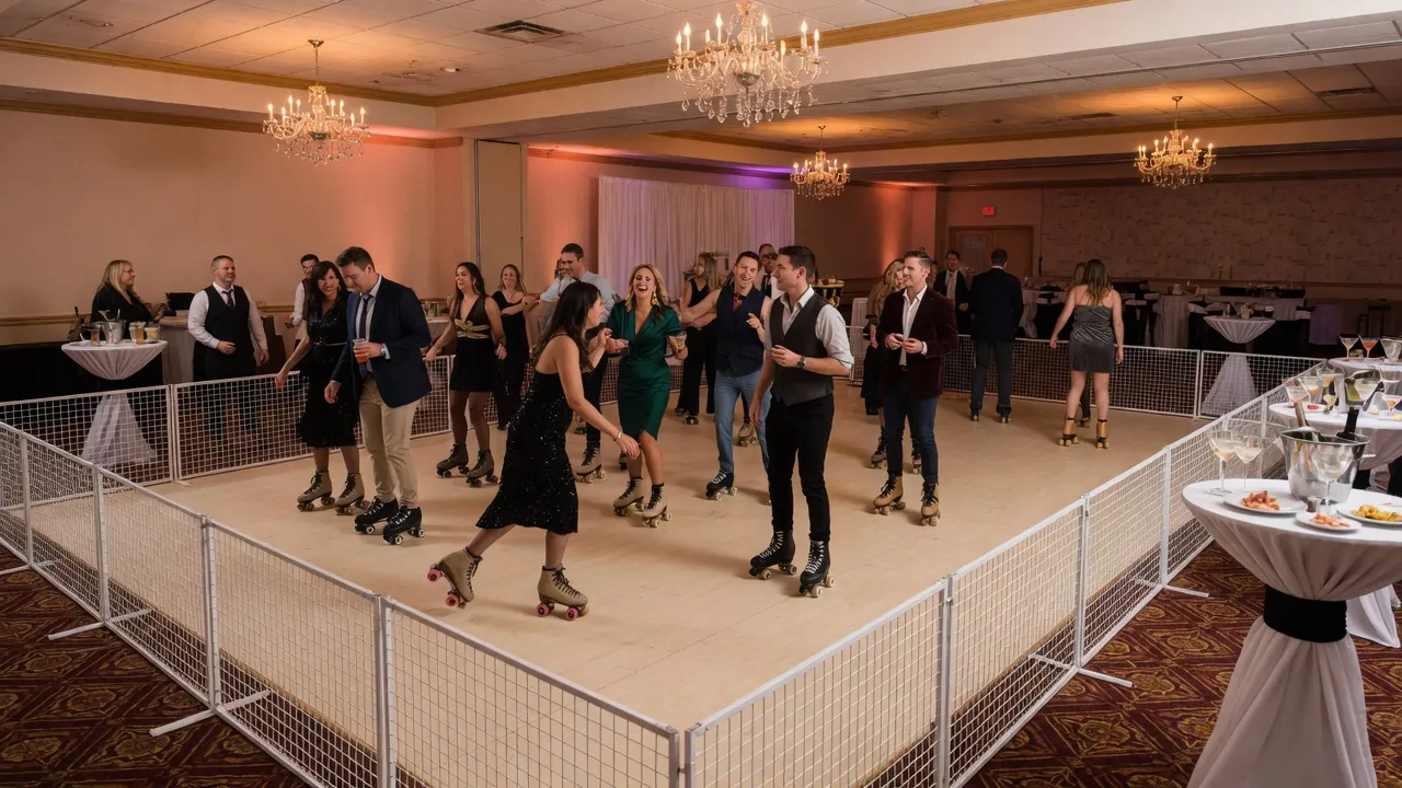 Spectators watching a weather-aware roller skating event