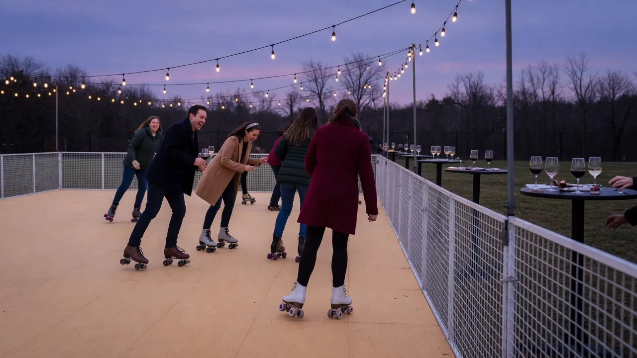 Spectators watching a weather-aware roller skating event