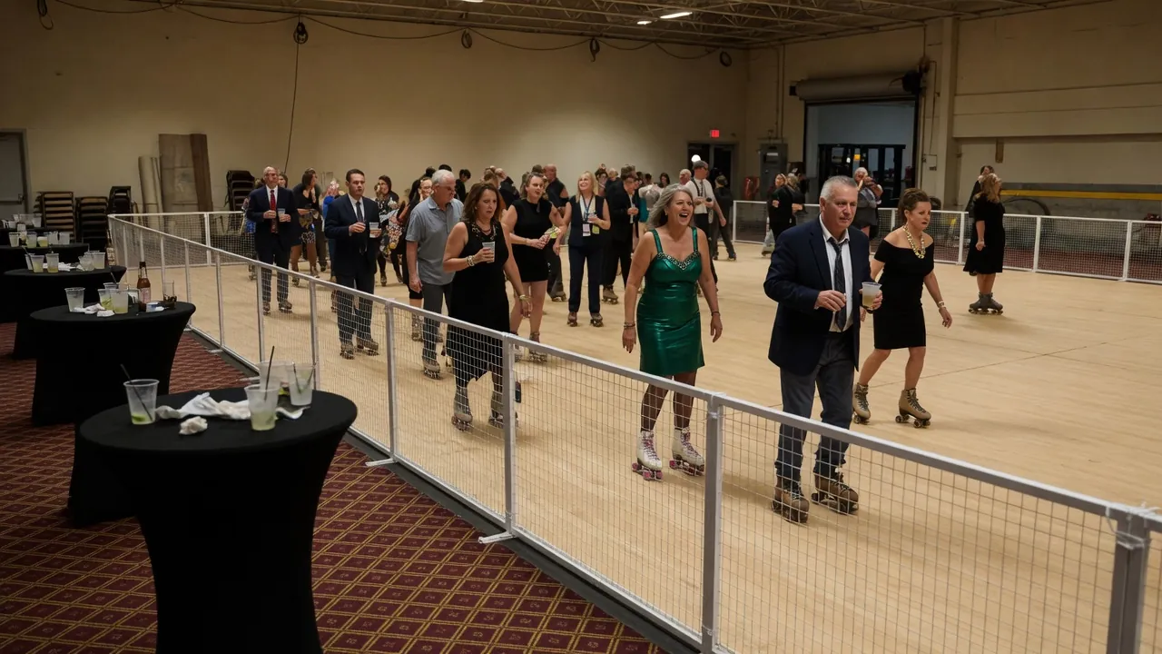 Spectators watching a weather-aware roller skating event