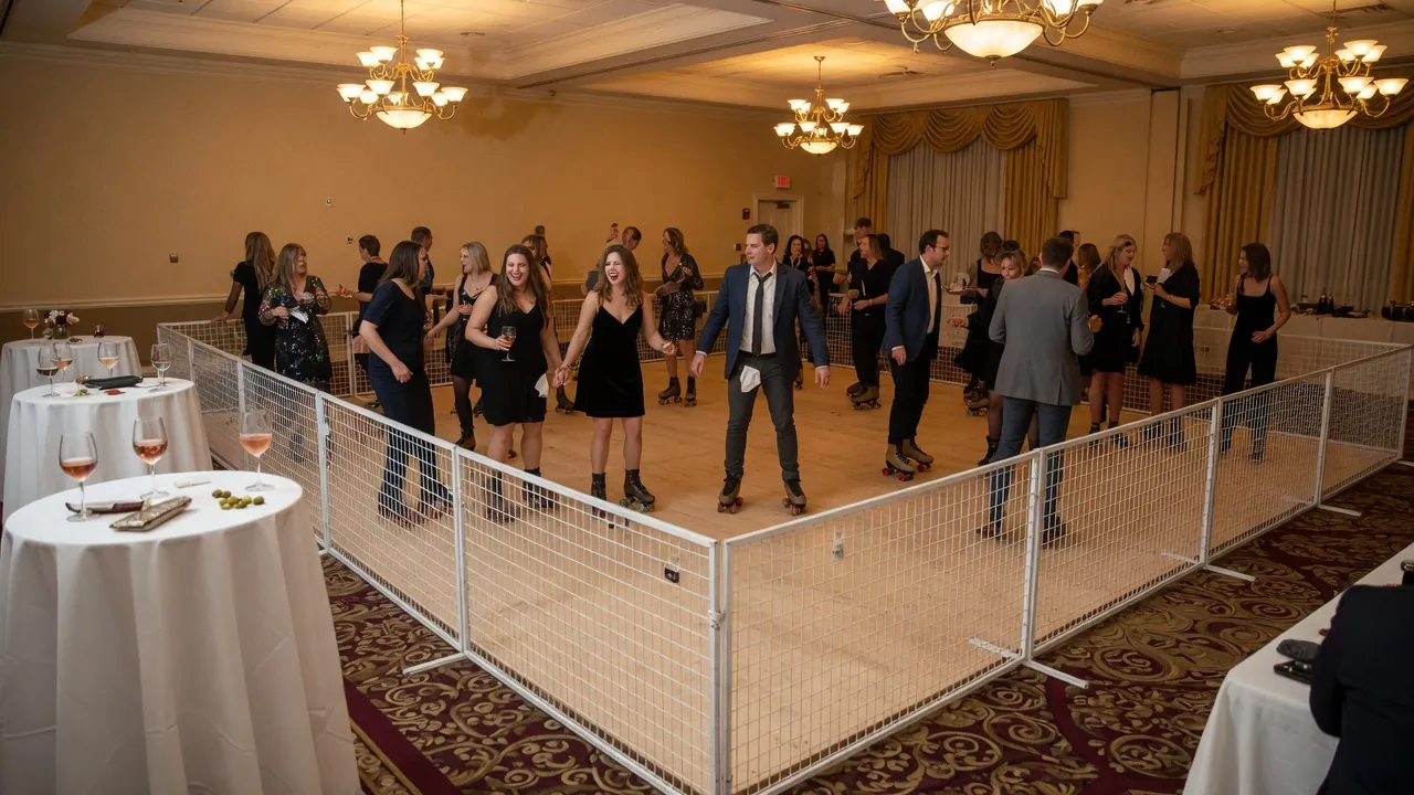 Editorial photo of a portable roller rink install for a Poughkeepsie-style event; not a specific venue