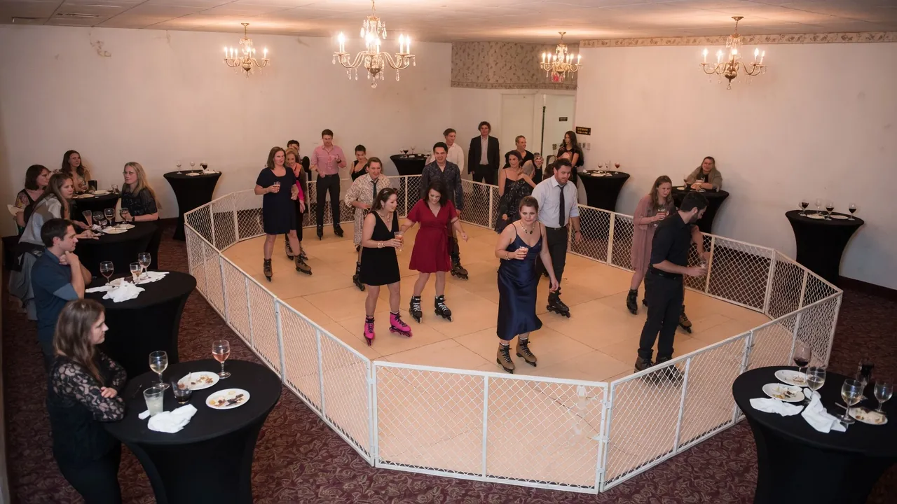 Editorial photo of a portable roller rink install for a Smyrna-style event; not a specific venue