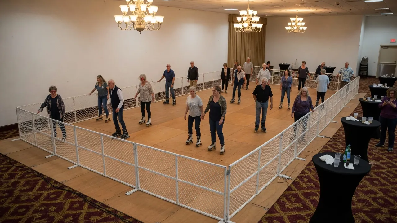 Editorial photo of a portable roller rink install for a Toms River-style event; not a specific venue