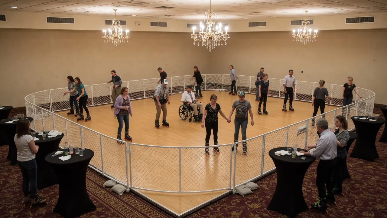 Editorial photo of a portable roller rink install for a York-style event; not a specific venue