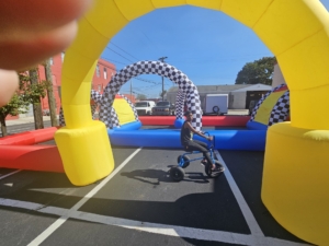 person riding a large trike