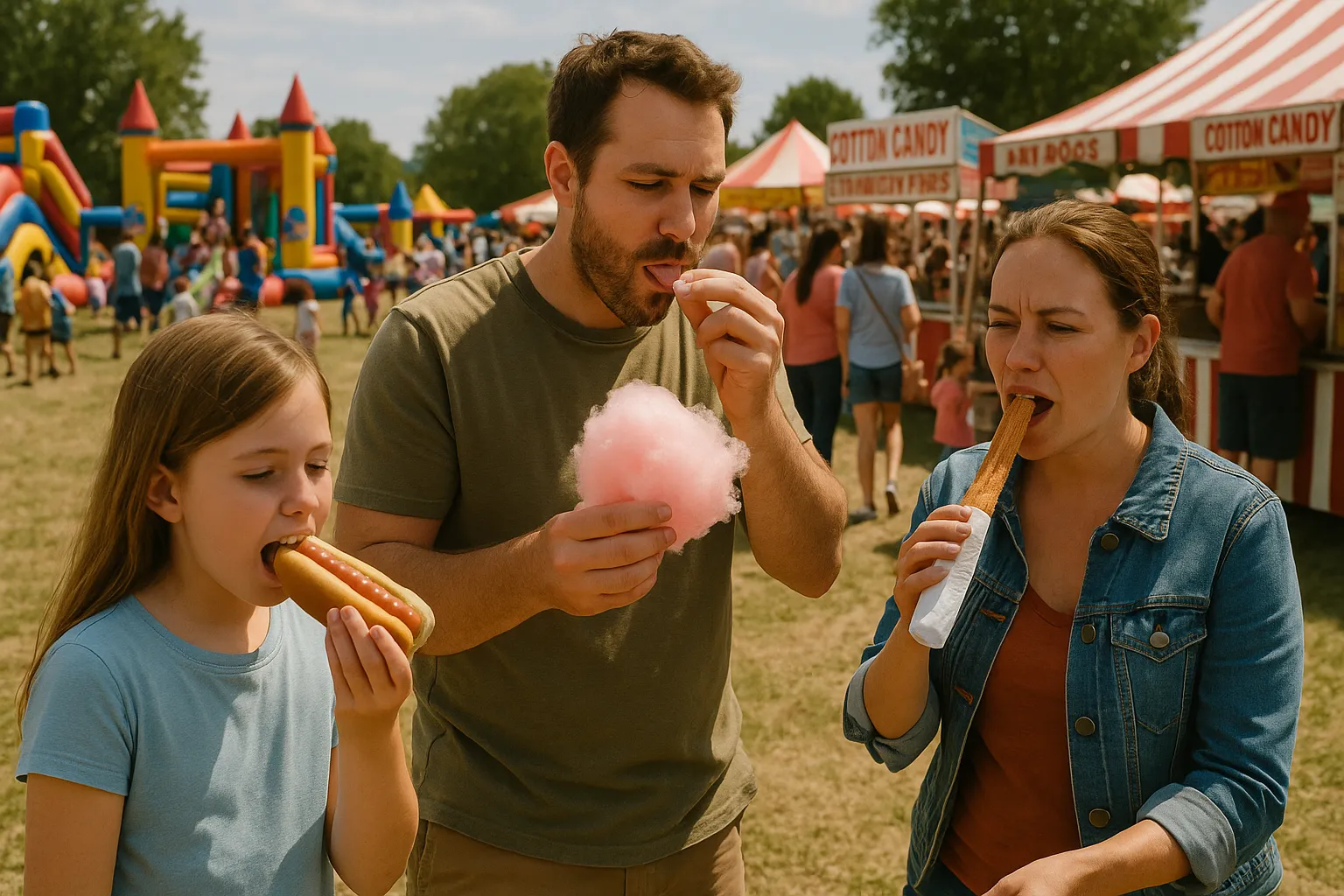 Families enjoying Party Pros rentals at an outdoor Pennsylvania community event