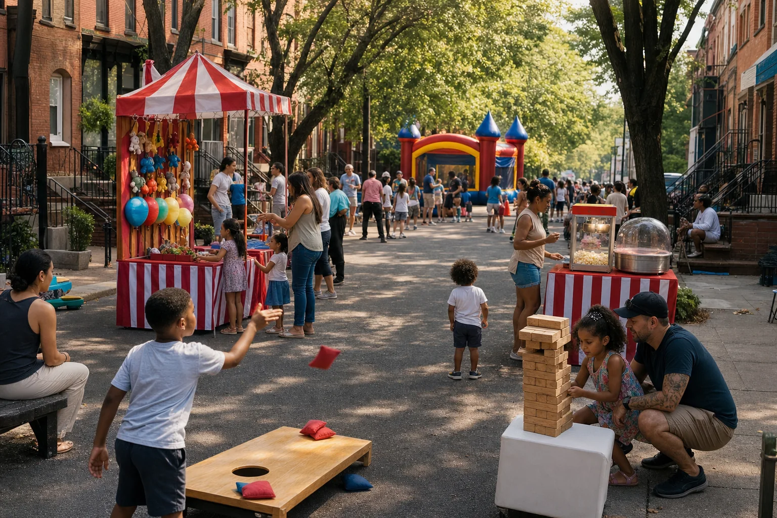 Philadelphia block party rentals with carnival games and concessions