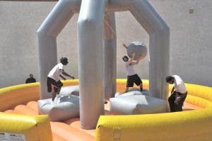 Inflatable ride rentals East Coast featuring Wrecking Ball challenge attraction